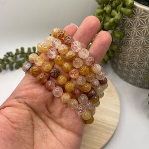 ONE Hematoid (fire quartz) & Golden Healer Beaded Stretch Bracelet - 8mm (0016)